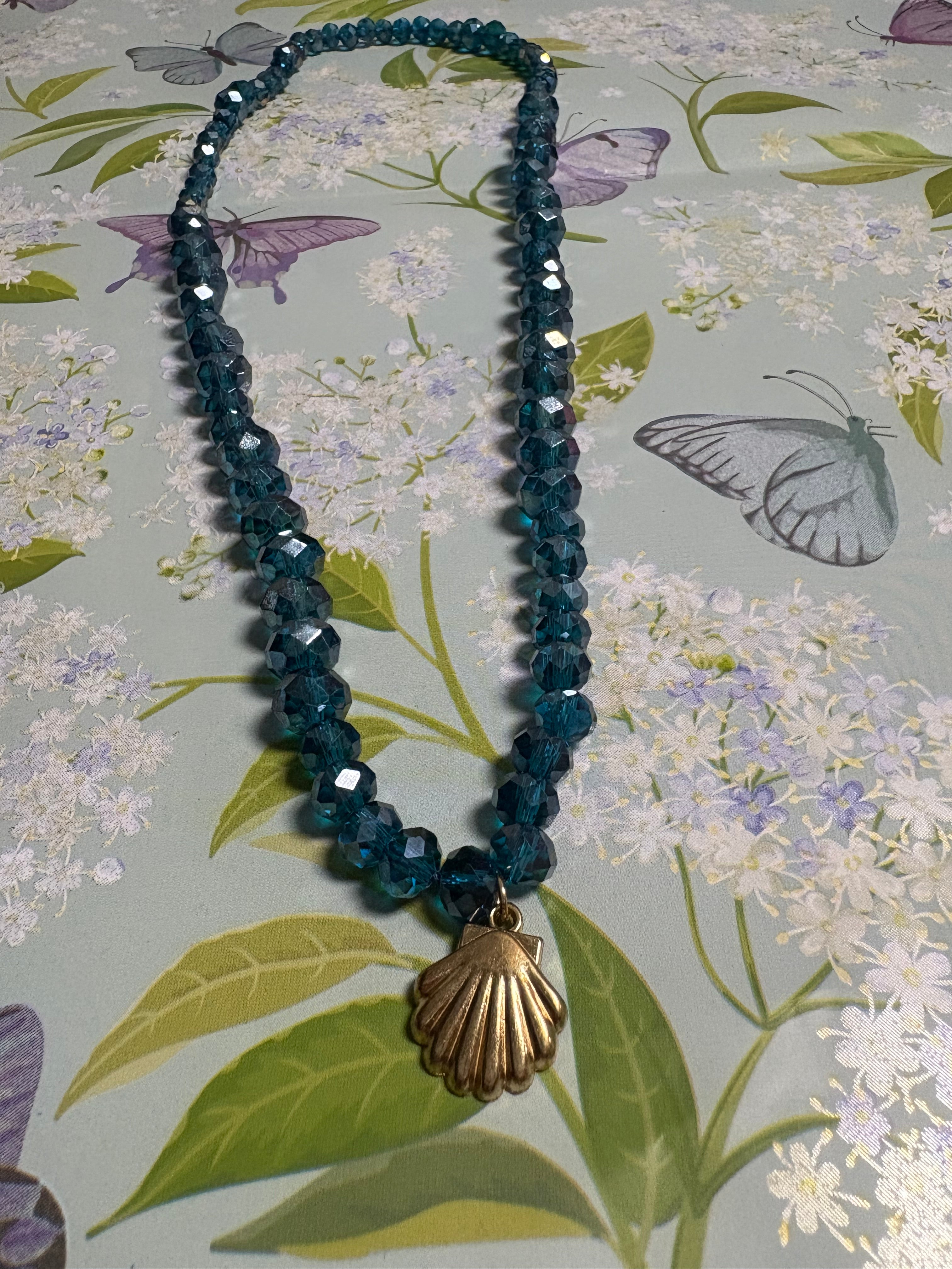 Seashell blue Necklace and a green necklace both for $11